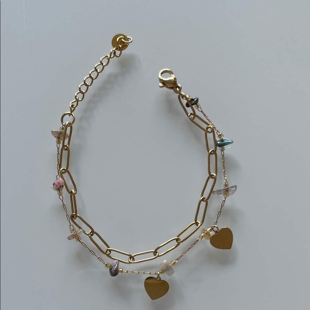 Gold Heart Charm Bracelet - Picture 3 of 7